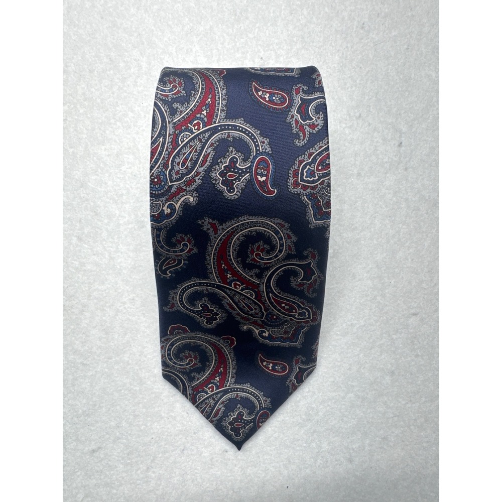 Christian Dior Mens Silk Tie Navy Blue Red Paisley Woven Italy Made  USA Luxury